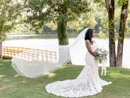 bride on lawn